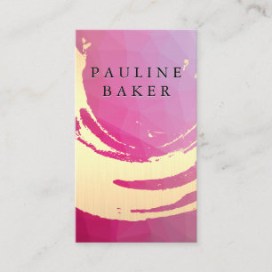 Gold Brushed Magenta Geometric Business Card