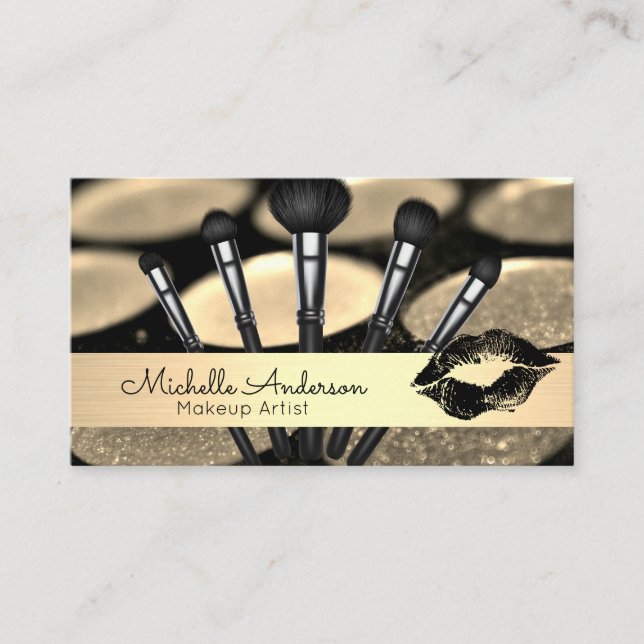 Gold Brushed | Makeup Brushes | Kiss Business Card (Front)