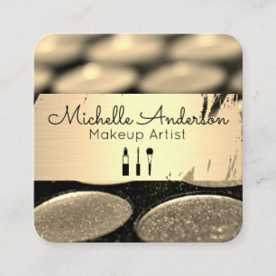 Gold Brushed Makeup Palette Beautician Square Business Card
