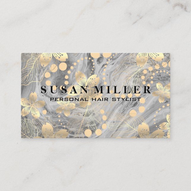 Gold Brushed | Marble Business Card (Front)
