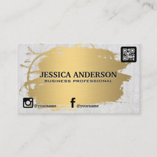 Gold Brushed   Marble Stone   QR Code Business Card