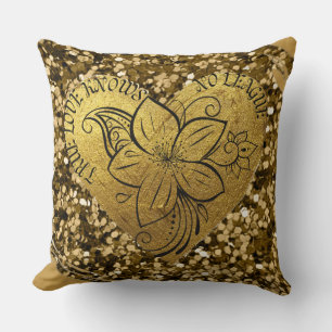 Gold Brushed Metal Glitter Newly Wed Love Cushion