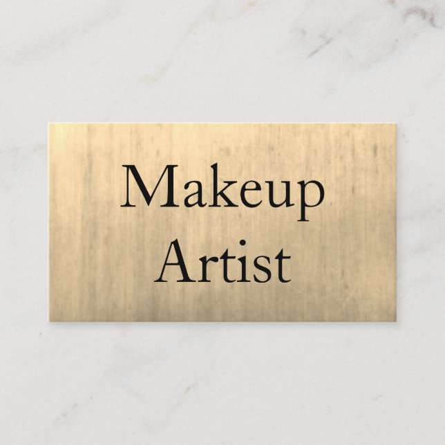 Gold Brushed Metal Hair Stylist Makeup Artist Business Card (Front)