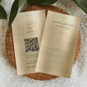 Gold Brushed Metal QR Code Earring Display Card