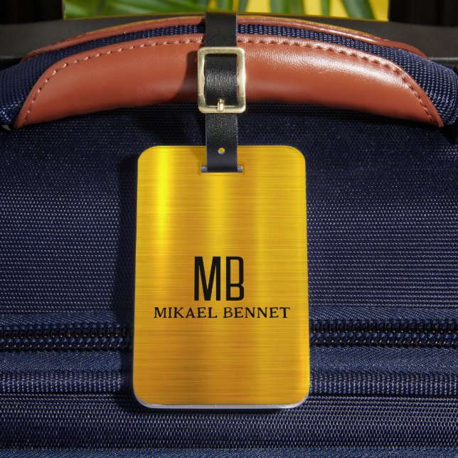 Gold Brushed Metallic Luggage Tag (Front Insitu 2)