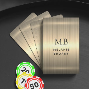 Gold Brushed Metallic Personalised Black Monogram Playing Cards