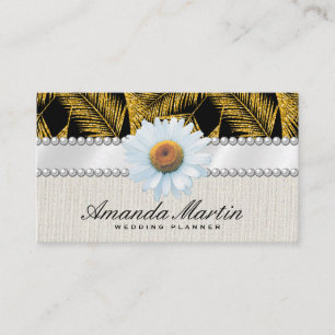 Gold Brushed Palm Leaf Pattern Business Card