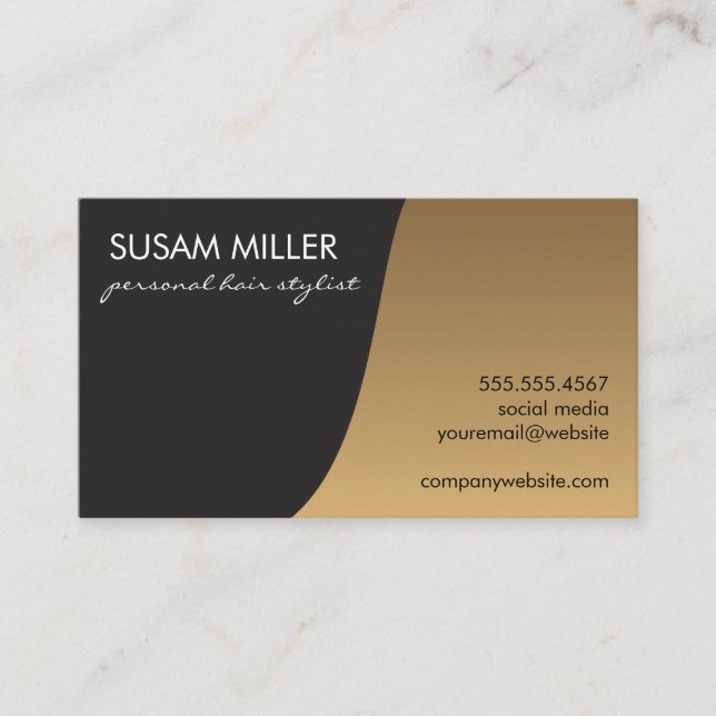 Gold Brushed Simple Colour Block Business Card (Front)