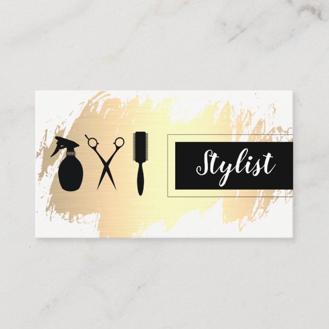 Gold Brushed Stylist Business Card (Front)