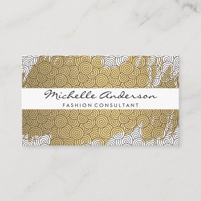 Gold Brushed Swirl Pattern Variation Business Card (Front)