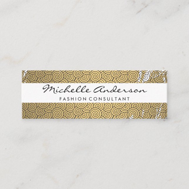 Gold Brushed Swirl Pattern Variation Mini Business Card (Front)