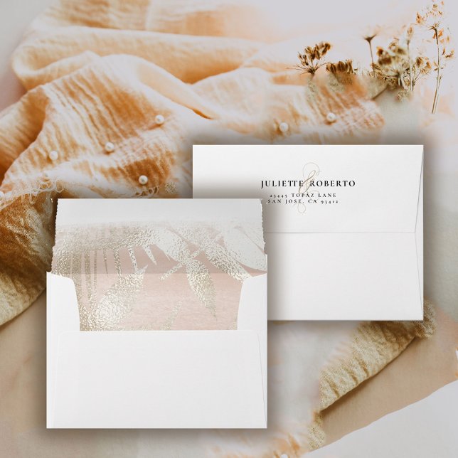 Gold Brushed Tropical Palm Leaf Wedding  Envelope (Creator Uploaded)