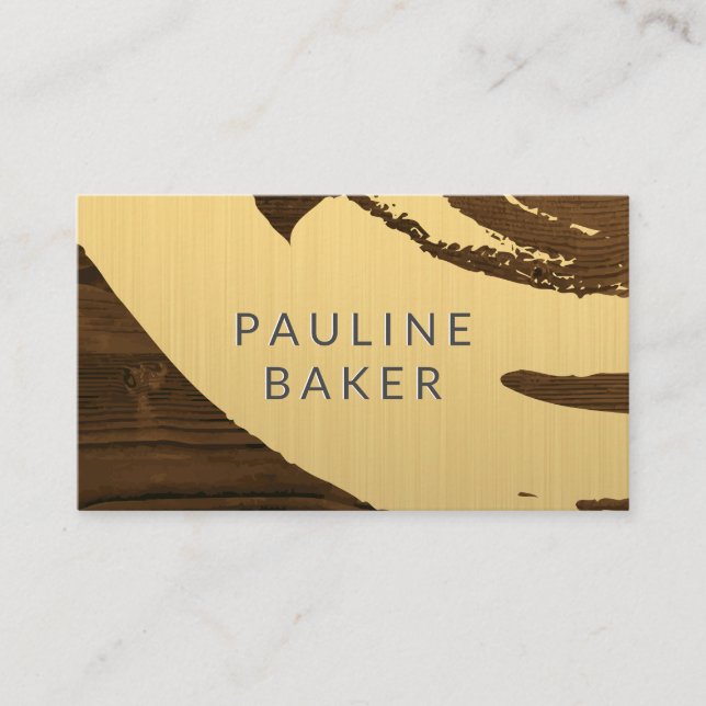 Gold Brushed | Wood Grain Business Card (Front)