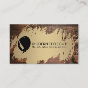 Gold Brushed   Wood   Hairstylist Barber Business Card