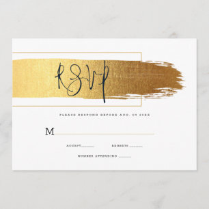 Gold brushstroke & black typography RSVP Menu