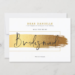 Gold brushstroke elegant modern black typography invitation