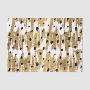 Gold Brushstrokes Modern Artsy Polka Dots Tissue Paper