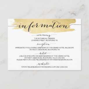 Gold Brushstrokes We Do Wedding Information Card