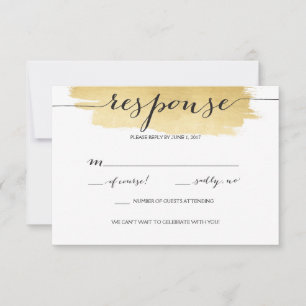 Gold Brushstrokes Wedding RSVP Card