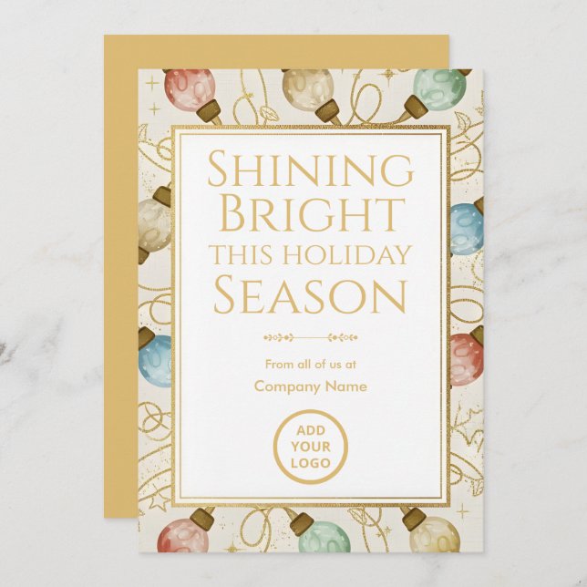 Gold Bubble-Light Elegance | Foil & Bulk Holiday Card (Front/Back)