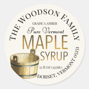 Gold Bucket State Name Editable Maple Syrup Label
