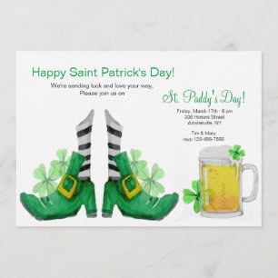 Gold Buckle Leprechaun Shoes Invitation