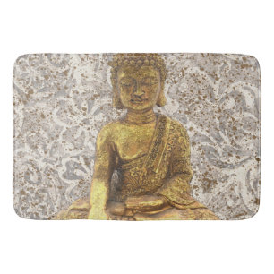 Gold Buddha Golden Floral Flowers Bath Mat