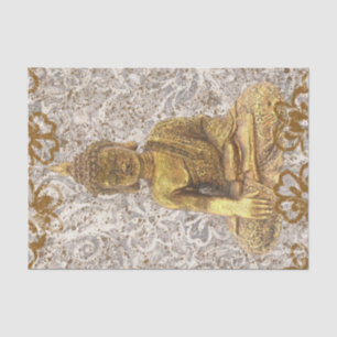 Gold Buddha Golden Floral Flowers Tissue Paper