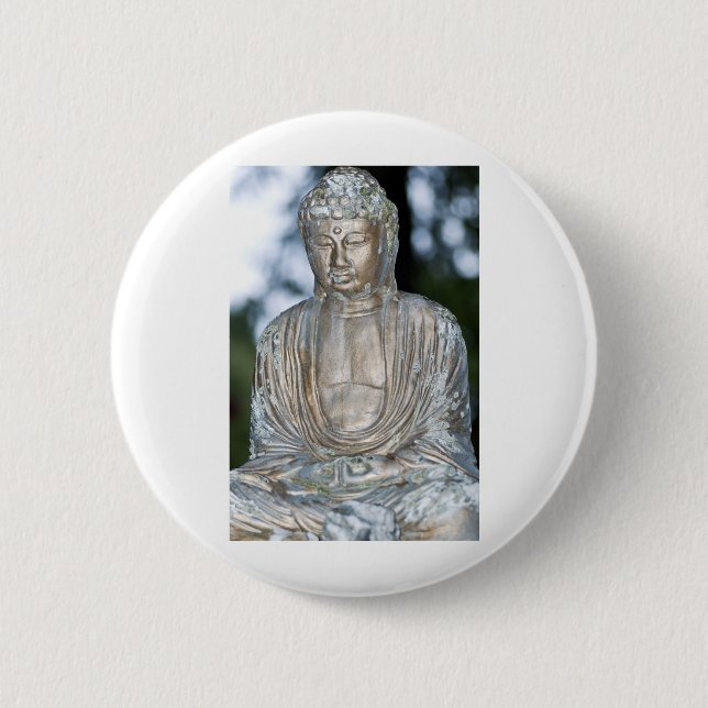 Gold Buddha Statue 6 Cm Round Badge (Front)