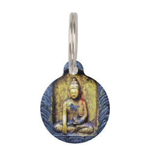 Gold Buddha Statue Buddhist Art Custom Pet Info Pet Tag