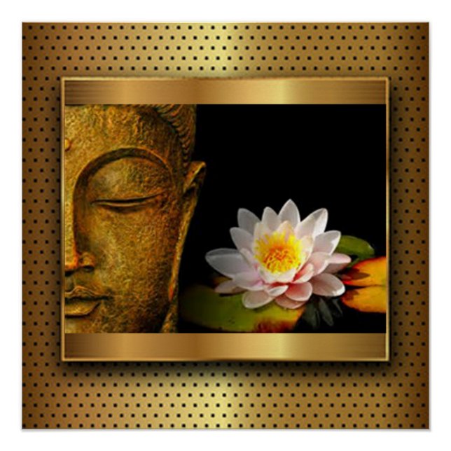 Gold Buddha With Lotus Flower Poster (Front)