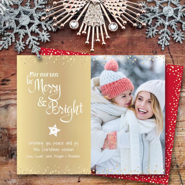 Gold Budget Photo Days Be Merry Bright Script Card (Creator Uploaded)