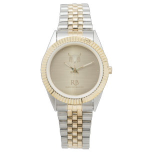 Gold Buffalo Skull Luxury Metallic Watch