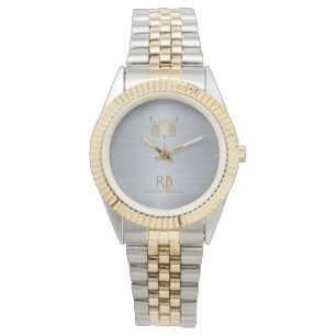 Gold Buffalo Skull Silver Metallic Watch