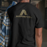 Gold builders construction employee staff black T-Shirt<br><div class="desc">Custom construction company gold logo black t-shirt for company employees,  team,  staff.               Easy to replace the logo if you want and personalise on both sides!              Suitable for construction contractors,  building architects,  private and commercial buildings remodeling,  home renovation companies,  real estate consultants,  and agents.</div>