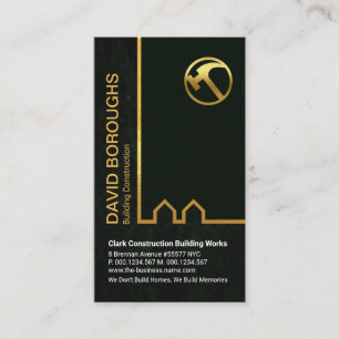Gold Building Border Green Grunge Construction Business Card
