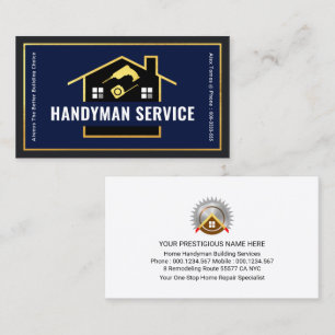 Gold Building Handyman Tools Frame Business Card