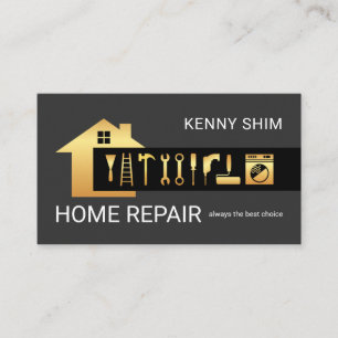 Gold Building Handyman Tools Layer Business Card