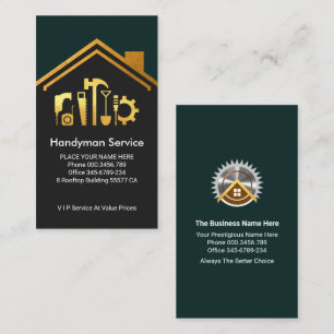 Gold Building Rooftop Roofer Business Card