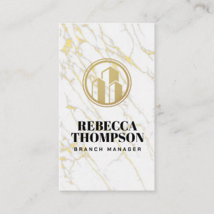 Gold Buildings Logo   White Marble Appointment Card