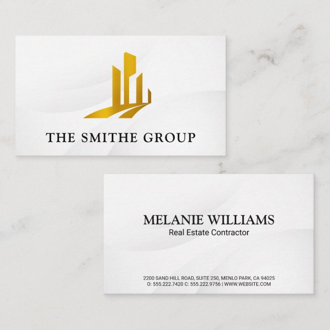 Gold Buildings | Real Estate Property Business Card (Front/Back)