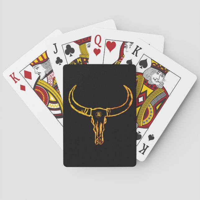 Gold Bull Skull Playing Cards (Back)