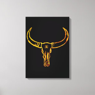 Gold Bull Skull Wrapped Canvas