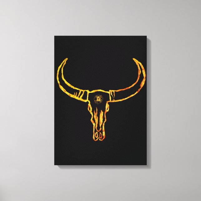 Gold Bull Skull Wrapped Canvas (Front)