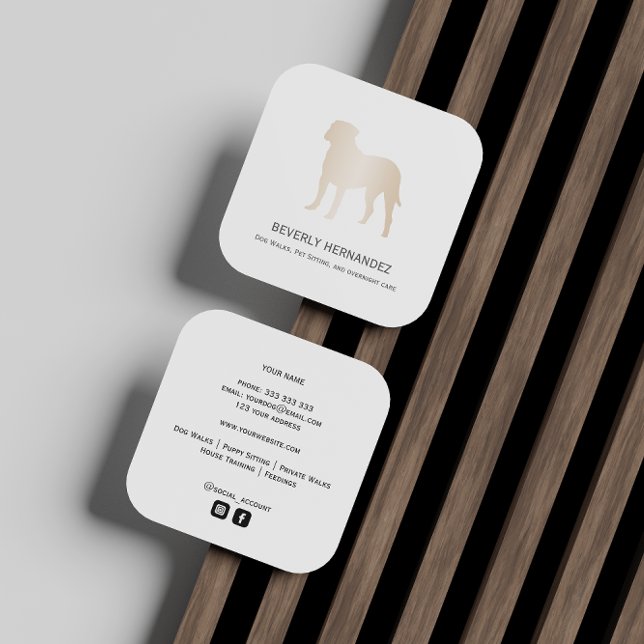 Gold Bullmastiff Dog Walker Trainer Puppy sitter Square Business Card (Creator Uploaded)