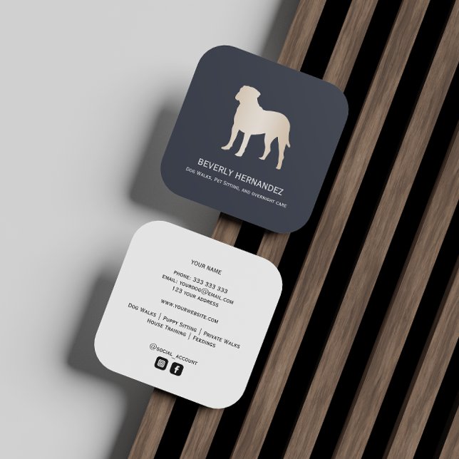 Gold Bullmastiff Dog Walker Trainer Puppy sitting Square Business Card (Creator Uploaded)