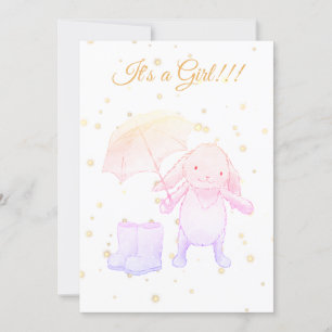 *~* Gold Bunny Umbrella Baby  Shower Invitation