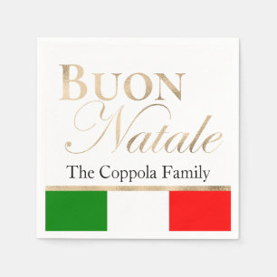 Gold Buon Natale Italian Flag Christmas Napkin