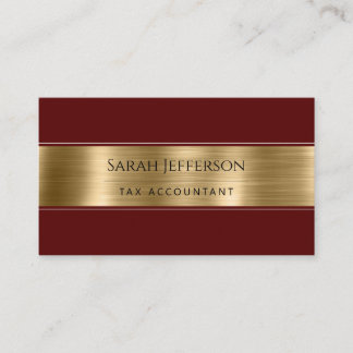 Gold Burgandy Professional Metallic Elegant QR Business Card