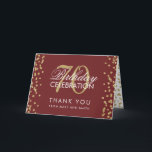 Gold Burgundy 70th Birthday Thank you Glitter Card<br><div class="desc">Elegant 70th Birthday Party Gold Faux Glitter Confetti Burgundy template. Easy to use and easy to personalise. Order Today!</div>